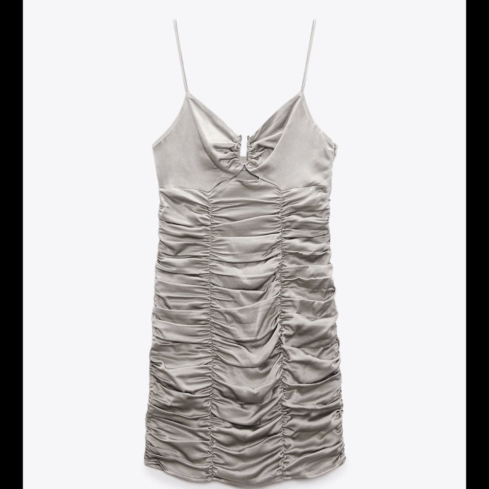 Zara satin effect draped dress size Large